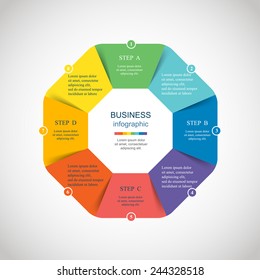 Template for diagram, graph, presentation and chart. Business concept with 8 options, parts, steps or processes. Abstract background. 