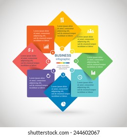 Modelo para diagrama, gráfico, apresentação e gráfico. Conceito de negócio com 8 opções, peças, etapas ou processos. Fundo abstrato.