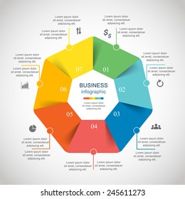 Template for diagram, graph, presentation and chart. Business concept with 8 options, parts, steps or processes. 