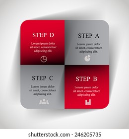 Template for diagram, graph, presentation and chart. Business concept with 4 options, parts, steps or processes. Abstract background. 
