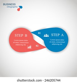 Template for diagram, graph, presentation and chart. Business concept with 2 options, parts, steps or processes. Abstract background. 