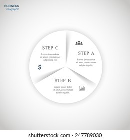 Template for diagram, graph, presentation and chart. Business concept with 3 options, parts, steps or processes. Vector infographic 