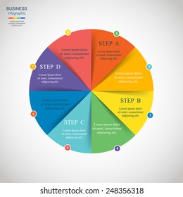 Template for diagram, graph, presentation and chart. Business concept with 8 options, parts, steps or processes. Vector infographic 