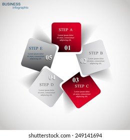 Template for diagram, graph, presentation and chart. Business concept with 5 options, parts, steps or processes. Vector infographic 