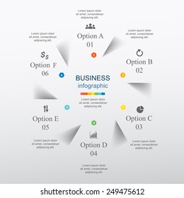 Template for diagram, graph, presentation and chart. Business concept with 6 options, parts, steps or processes. Vector infographic 