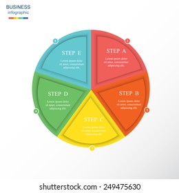 Template for diagram, graph, presentation and chart. Business concept with 5 options, parts, steps or processes. Vector infographic 