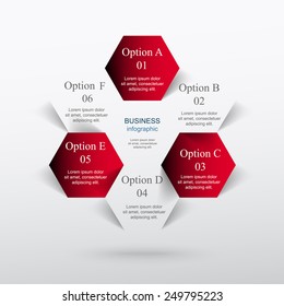 Template for diagram, graph, presentation and chart. Business concept with 6 options, parts, steps or processes. Vector infographic 