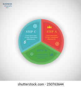 Template for diagram, graph, presentation and chart. Business concept with 3 options, parts, steps or processes.