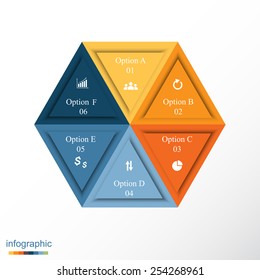 Template for diagram, graph, presentation and chart. Business concept with 6 options, parts, steps or processes. Vector infographic 