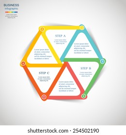 Template for diagram, graph, presentation and chart. Business concept with 6 options, parts, steps or processes. 
