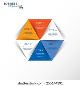Template for diagram, graph, presentation and chart. Business concept with 6 options, parts, steps or processes. Vector infographic 