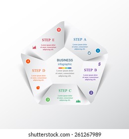 Template for diagram, graph, presentation and chart. Business concept with 5 options, parts, steps or processes. Vector infographic 