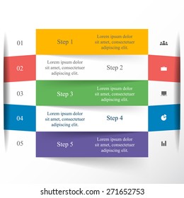  Template for diagram, graph, presentation and chart with 5 options, parts, steps or processes. Vector lines infographic.