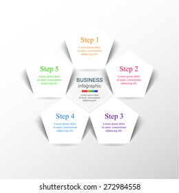 Template for diagram, graph, presentation and chart with 5 options, parts, steps or processes. Vector infographic 