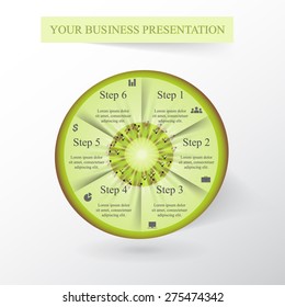 Template for diagram, graph, presentation and chart with 6 options, parts, steps or processes. Vector infographic 