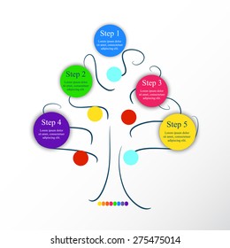Template for diagram, graph, presentation and chart with 5 options, parts, steps or processes. Vector infographic 