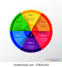 Template for diagram, graph, presentation and chart with 6 options, parts, steps or processes. Vector infographic 