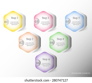 Template for diagram, graph, presentation and chart with 6 options, parts, steps or processes. Vector infographic 