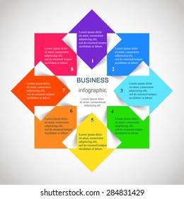 Template for diagram, graph, presentation and chart. Business concept with 8 options, parts, steps or processes. 