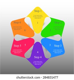 Template for diagram, graph, presentation and chart with 6 options, parts, steps or processes. Vector infographic