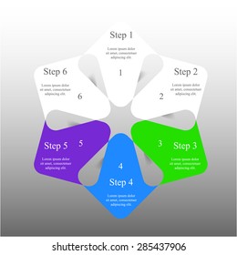 Template for diagram, graph, presentation and chart with 6 options, parts, steps or processes. Vector infographic