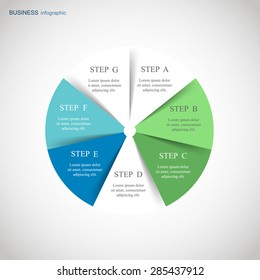 Template for diagram, graph, presentation and chart. Business concept with 7 options, parts, steps or processes. 