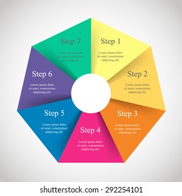 Template for diagram, graph, presentation and chart. Business concept with 7 options, parts, steps or processes. 