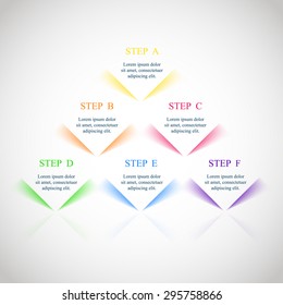 Template for diagram, graph, presentation and chart. Business concept with 6 options, parts, steps or processes. 