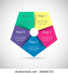 Template for diagram, graph, presentation and chart. Business concept with 5 options, parts, steps or processes. Vector infographic 