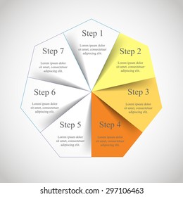 Template for diagram, graph, presentation and chart. Business concept with 7 options, parts, steps or processes. Vector infographic 