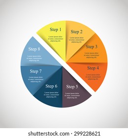 Template for diagram, graph, presentation and chart. Business concept with 8 options, parts, steps or processes. Vector infographic 