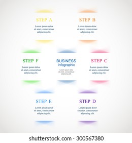 Template for diagram, graph, presentation and chart. Business concept with 6 options, parts, steps or processes. 