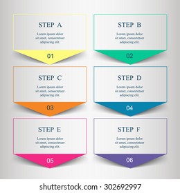 Template for diagram, graph, presentation and chart with 6 options, parts, steps or processes. Vector infographic 