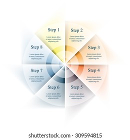 Template for diagram, graph, presentation and chart. Business concept with 8 options, parts, steps or processes. 