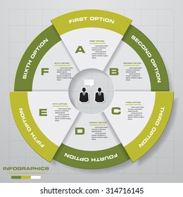 Template for diagram, graph, presentation and chart with 6 options, parts, steps or processes. Vector infographic