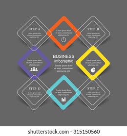Template for diagram, graph, presentation and chart with 4 or 8 options, parts, steps or processes. Vector infographic 