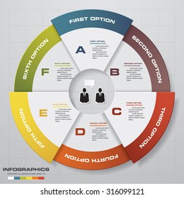 Template for diagram, graph, presentation and chart with 6 options, parts, steps or processes. Vector infographic