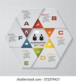 Template for diagram, graph, presentation and chart with 6 options, parts, steps or processes. Vector infographic