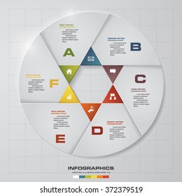 Template for diagram, graph, presentation and chart with 6 options, parts, steps or processes. Vector infographic
