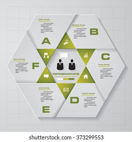 Template for diagram, graph, presentation and chart with 6 options, parts, steps or processes. Vector infographic