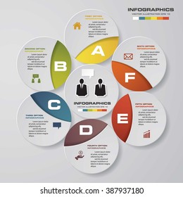 Template for diagram, graph, presentation and chart with 6 options, parts, steps or processes. Vector infographic