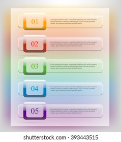 Template for diagram, graph, presentation and chart. Business concept with 5 options, parts, steps or processes on blur vector background.