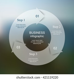 Template for diagram, graph, presentation and chart. Business concept with 3 options, parts, steps or processes on blur vector background.