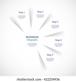 Template for diagram, graph, presentation and chart. Business concept with 5 options, parts, steps or processes on blur vector background.