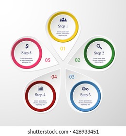 Template for diagram, graph, presentation and chart. Business concept with 5 options, parts, steps or processes.