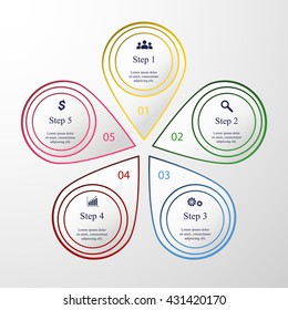 Template for diagram, graph, presentation and chart. Business concept with 5 options, parts, steps or processes.