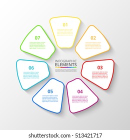 Template for diagram, graph, presentation and chart. Business concept with 7 options, parts, steps or processes.