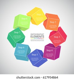 Template for diagram, graph, presentation and chart. Business concept with 8 options, parts, steps or processes.