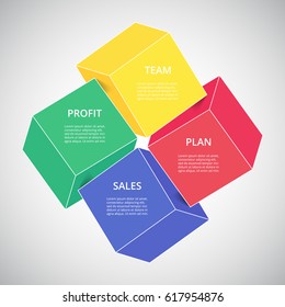 Template for diagram, graph, presentation and chart. Business concept with 4 options, parts, steps or processes.