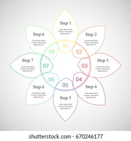 Template for diagram, graph, presentation and chart. Business concept with 8 options, parts, steps or processes.